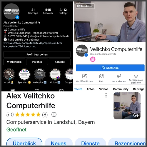 Velitchko Comnputerhilfe Referenz Social Media Erstellung